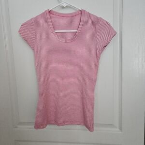 Women Stripped Pink/White Tee size Small